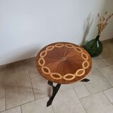 Marquetry and wrought iron coffee table
