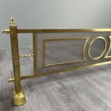 Brass fireplace set, Louis XVI style, fire screen, companion set and holder.