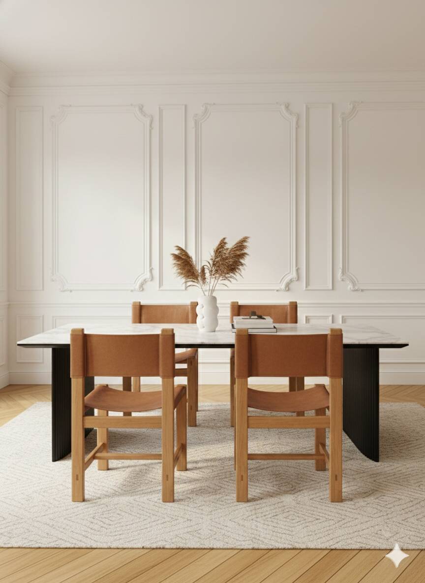 Set of 4 varnished ash chairs - Maison Regain