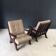 Rustic X Frame Lounge Chairs, Belgium, 1950s, Set of 2