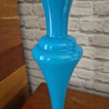 Large vintage blue and white opaline vase