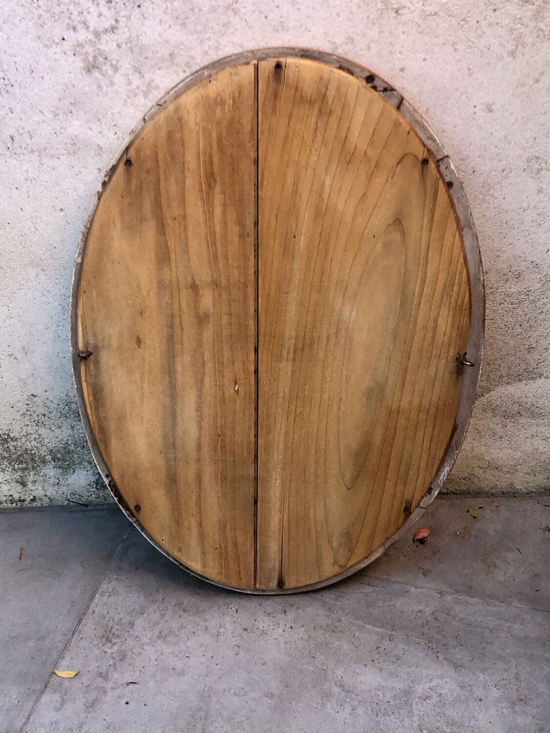 Oval wooden mirror