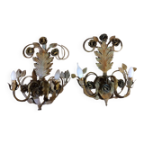 Paire d'appliques florentines anciennes en fer forgé bellina illumina