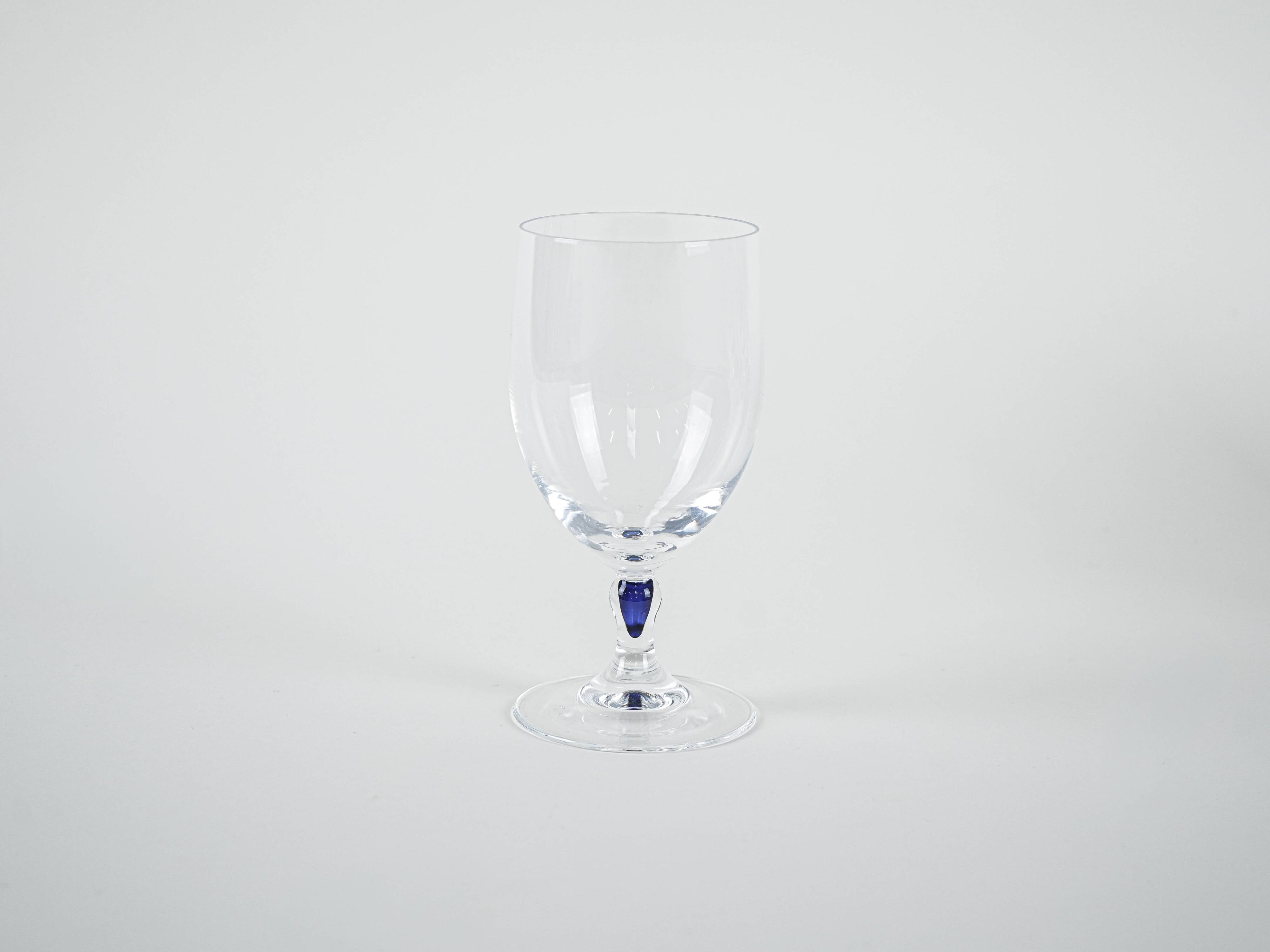 The set of Venise Saphir glasses, French design, 1970s, manufactured by Cri