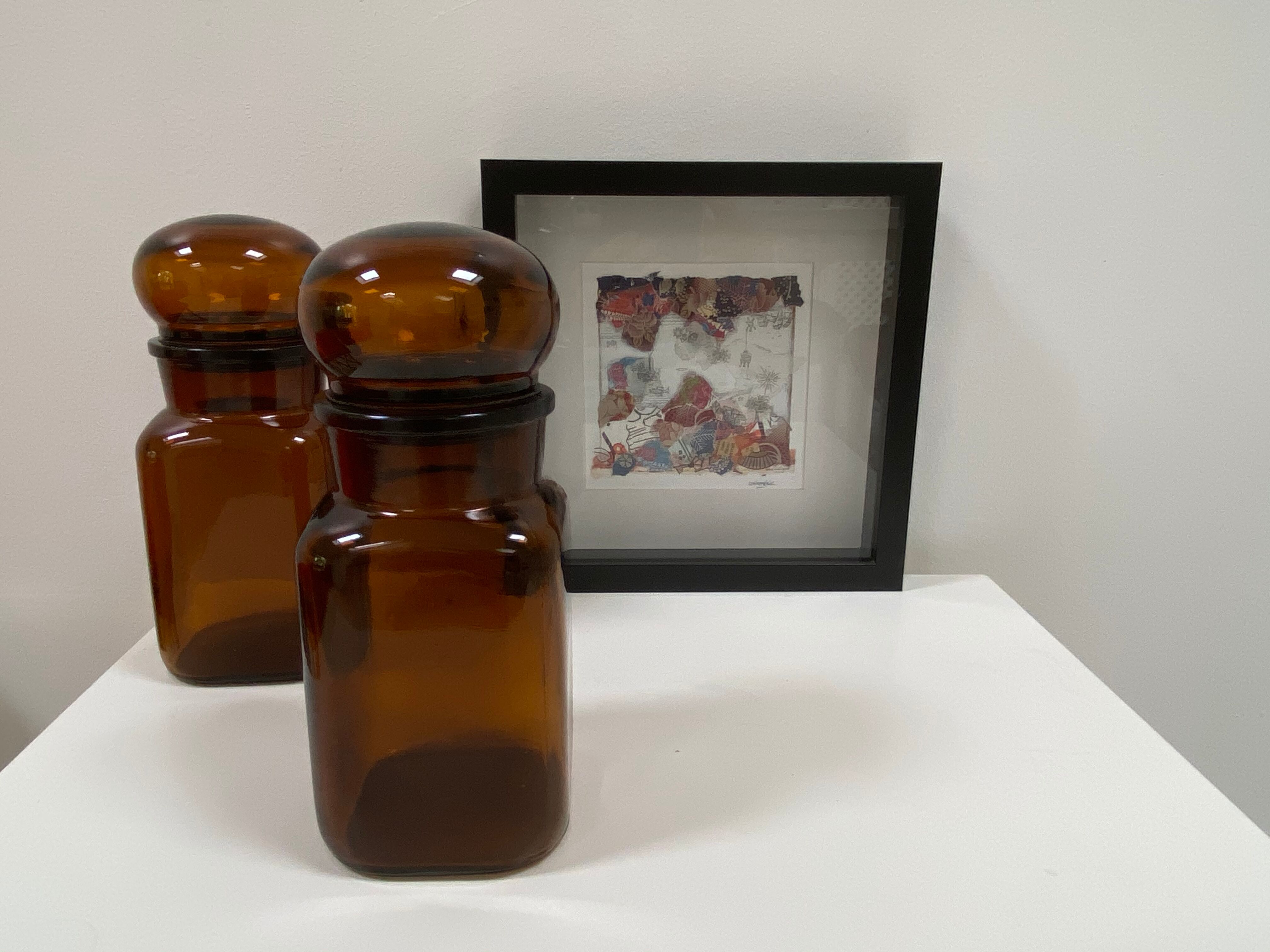 Duo of vintage pots apothecary style