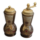 Vintage Eastern Pepper & Salt Set in Brass – Hand-Turned Pepper Mill