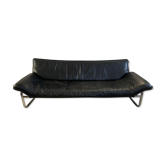Rodney Kinsman 3-seater sofa in leather and chrome base 80's
