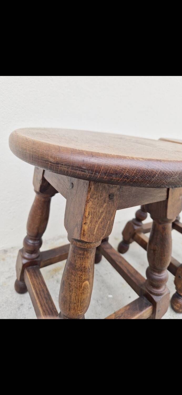 Pair of 19th century solid oak stools