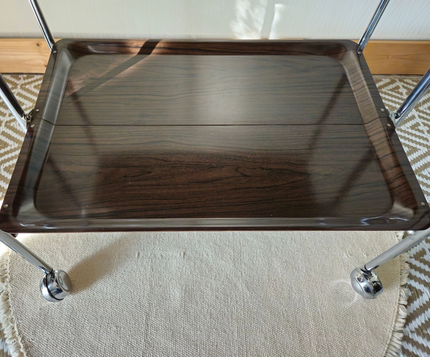 Vintage folding wheeled dessert trolley