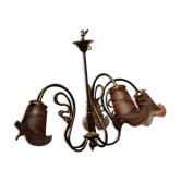 Art Nouveau style chandelier, glass paste, Signed Vianne