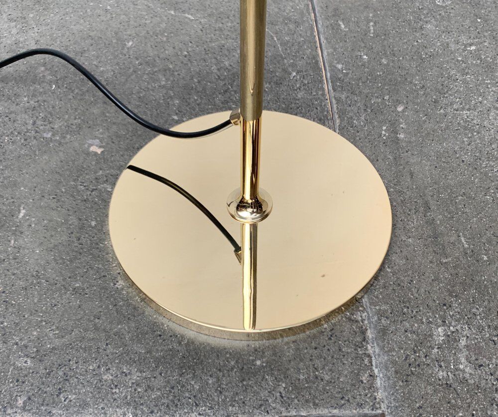 Vintage Hollywood Regency floor lamp in German brass by Florian Schulz.