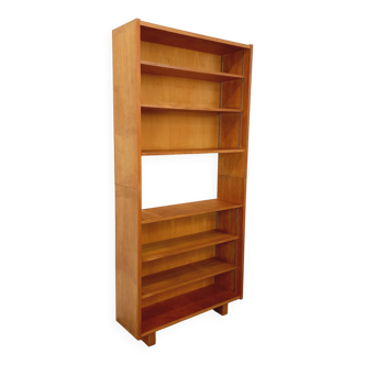 Grande bibliothèque étagère vintage en bois de chêne des années 50 60