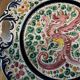 Plate / Ashtray in Massé Frères Earthenware - Relief Decoration of Dragon and F