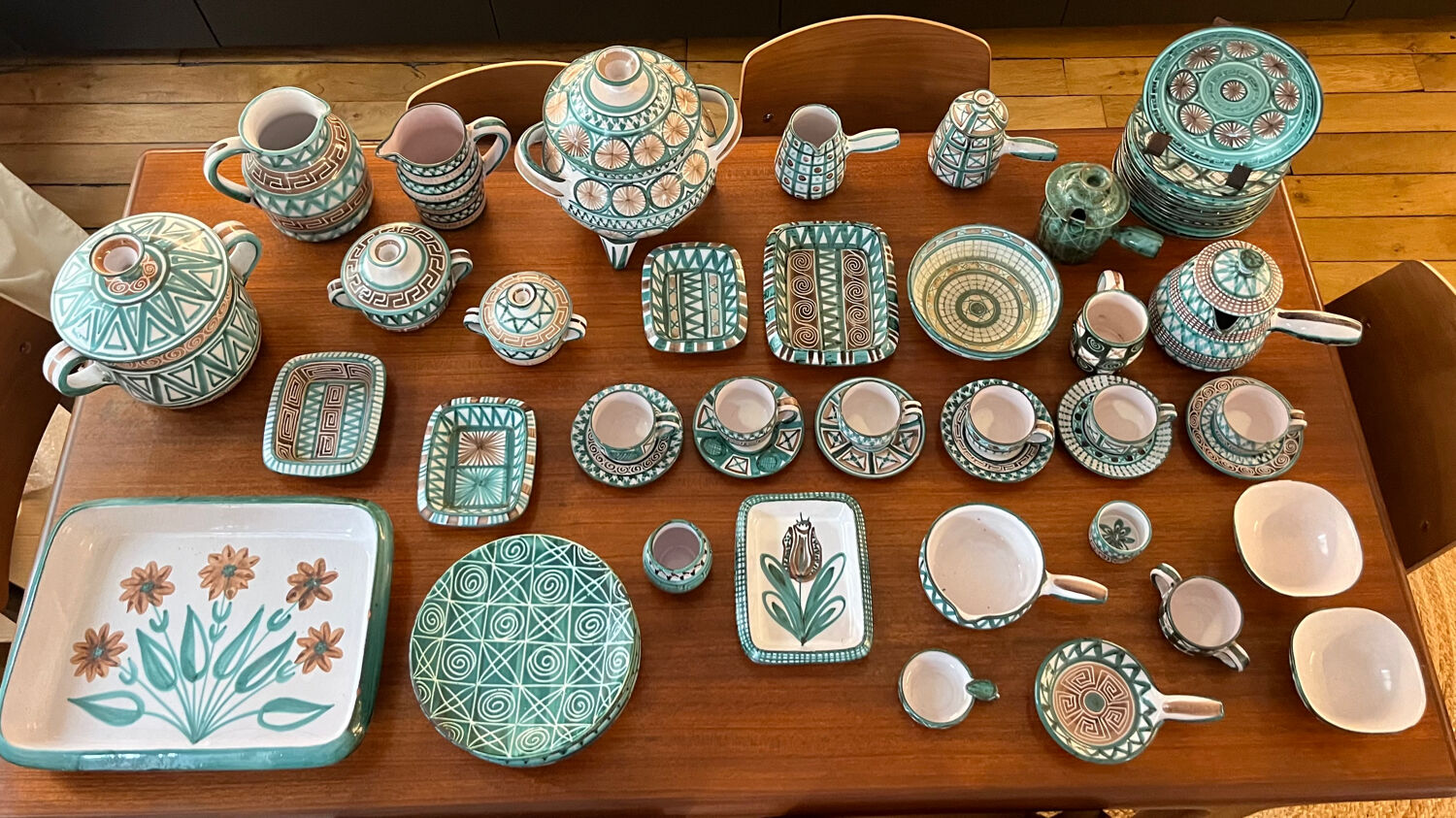 Ceramic service set signed by Robert Picault