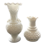 Pair of white glass vases
