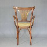 Kohn No. 196 curved wood bistro armchair, new cane