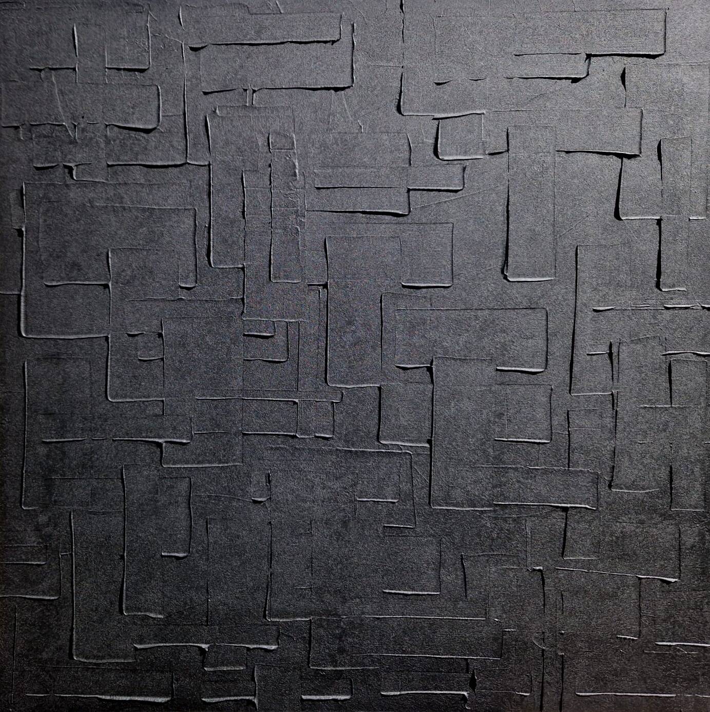 Monochrome black minimalist abstract painting