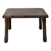 Vintage Table d'appoint en bois massif Mid Century Brutaliste Banc de fleurs Tabouret de fleur Table