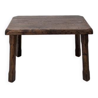 Vintage Table d'appoint en bois massif Mid Century Brutaliste Banc de fleurs Tabouret de fleur Table