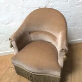 Beige velvet toad chair