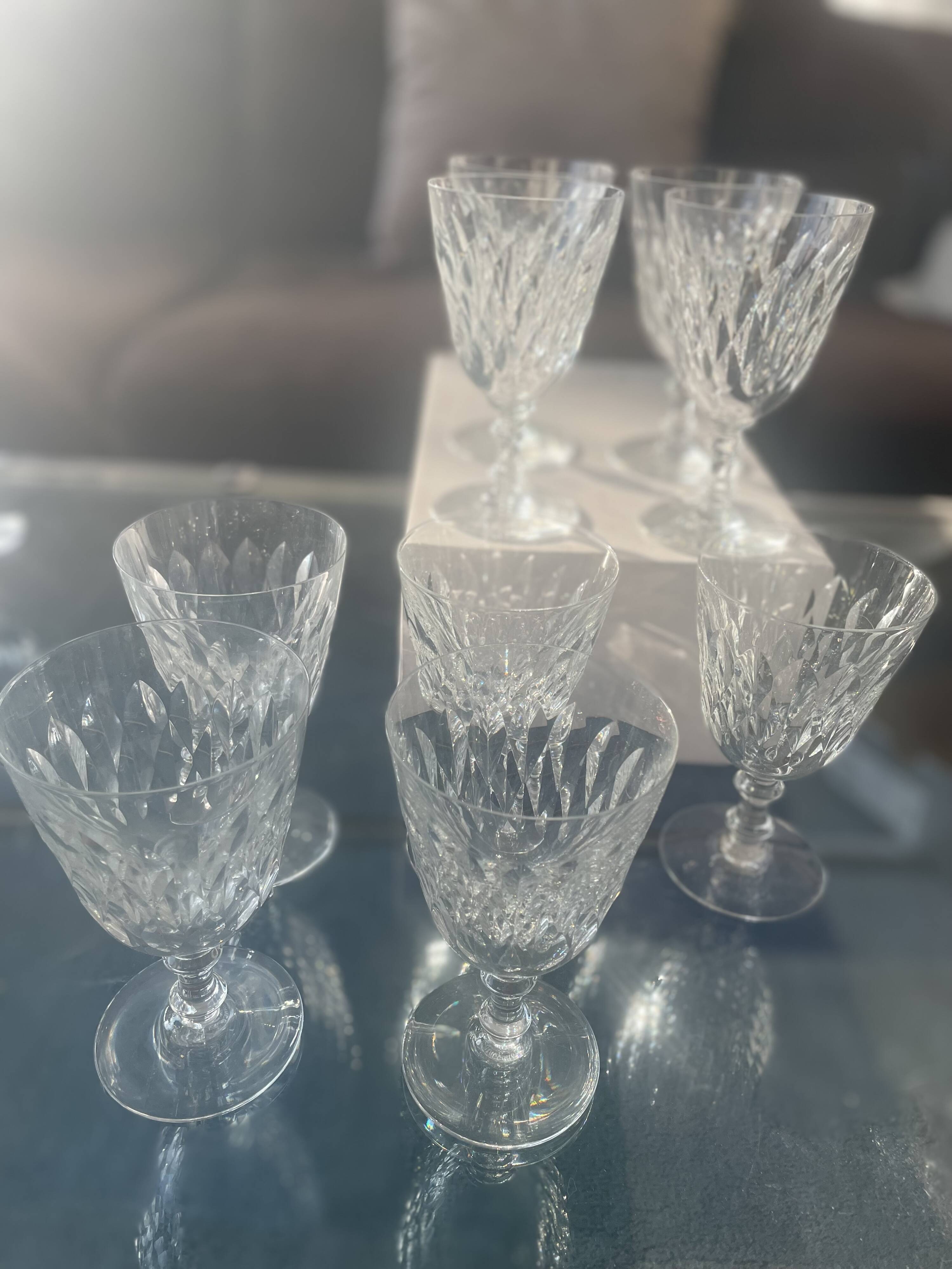 9 Baccarat wine glasses, Armagnac model.