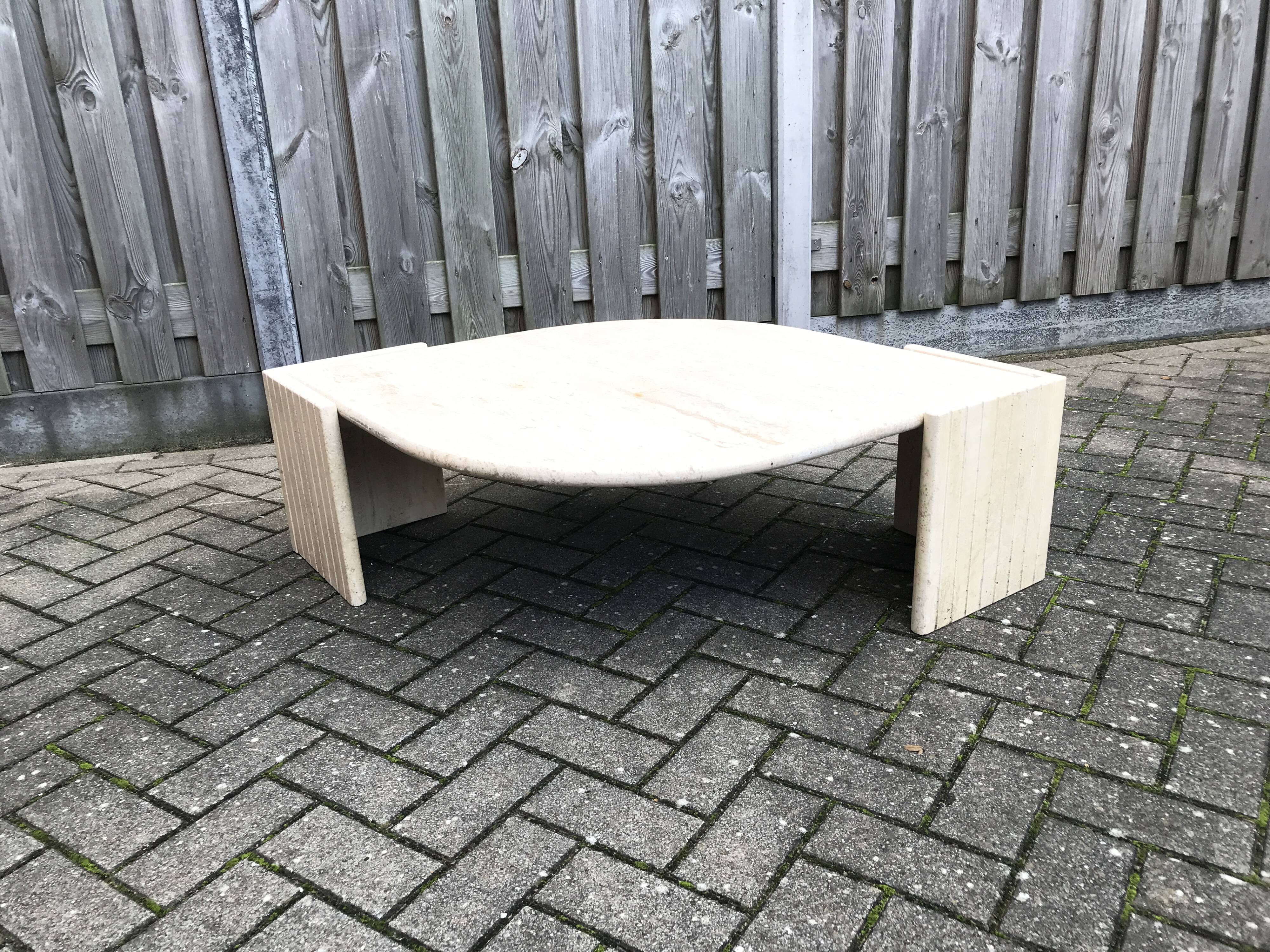 Beige marble coffee table by Roche Bobois, 1970s