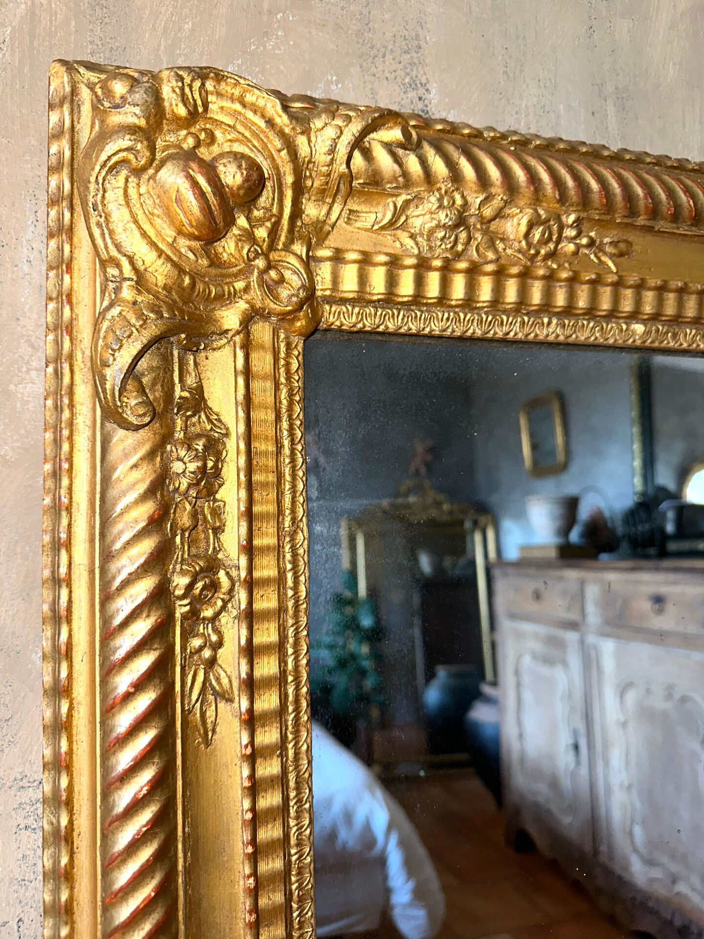 Miroir ancien doré époque début XIXème