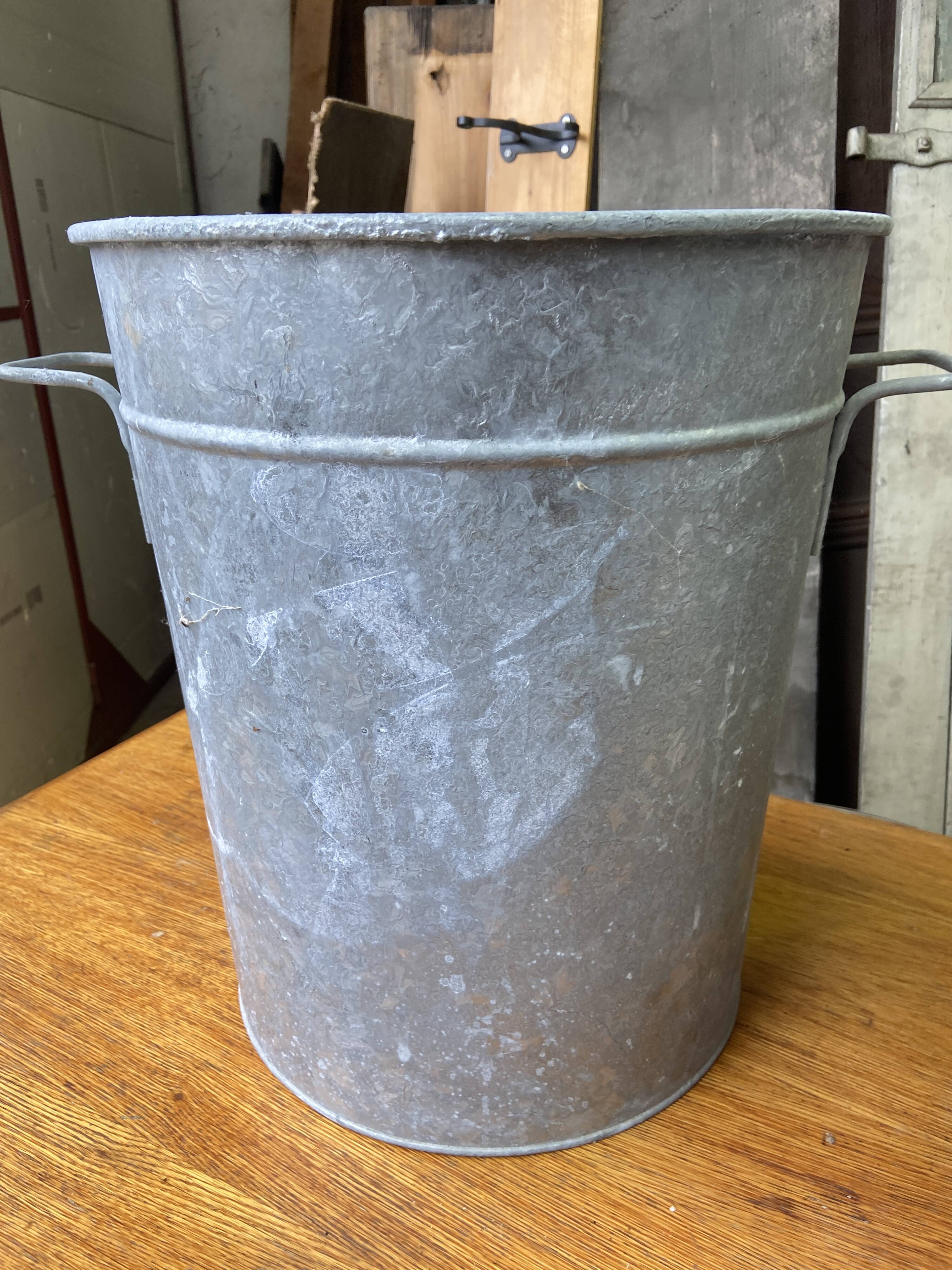 Pair of vintage galvanized zinc washing basins