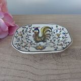 Antique small ceramic pocket emptier with Almeida rooster motif, signed and hand-painted