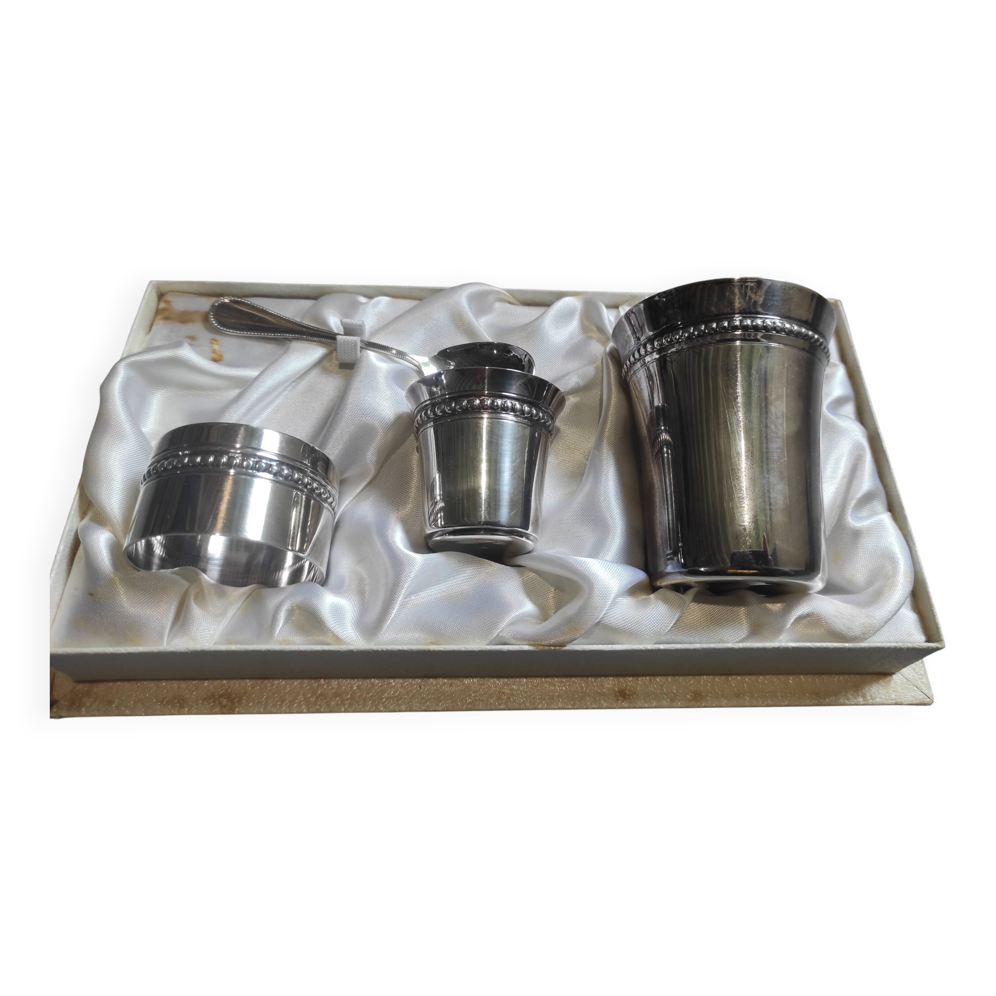 Baptism set silver-plated metal Liberty 1979