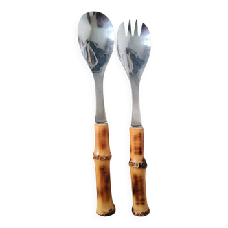 Bamboo handle salad servers