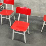 Set of 5 chairs TON Bystrice (Thonet) red and white 1960