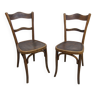 Pair of Baumann Bistrot chairs from the 1920s with pyrography seat