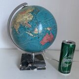 Globe terrestre, mappemonde Taride en verre et marbre, 1976