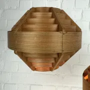 Pair of Hans-Agne Jakobsson pendant lights in pine veneer – AB Ellysett