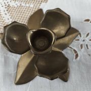 Set of 2 vintage brass flower candle holders NIJHOF Holland