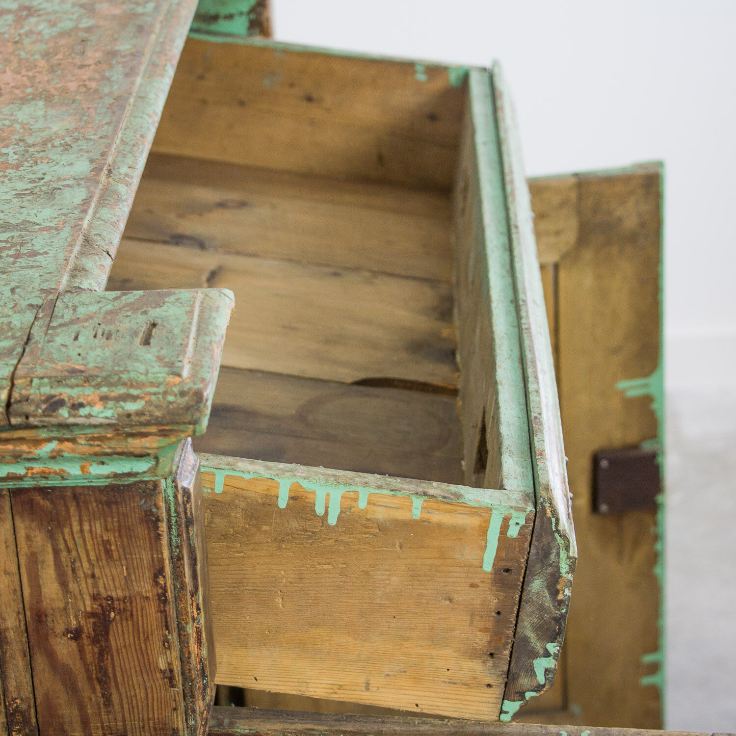 Green French antique cabinet