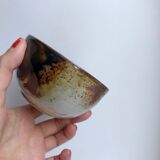 Small glazed pottery ceramic bowl signed 60s-70s