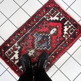 Tapis Vintage Hamadan en Laine (55cm x 88cm), Années 1970