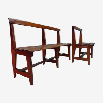 Pair of old oak benches circa 1950