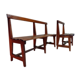 Pair of old oak benches circa 1950