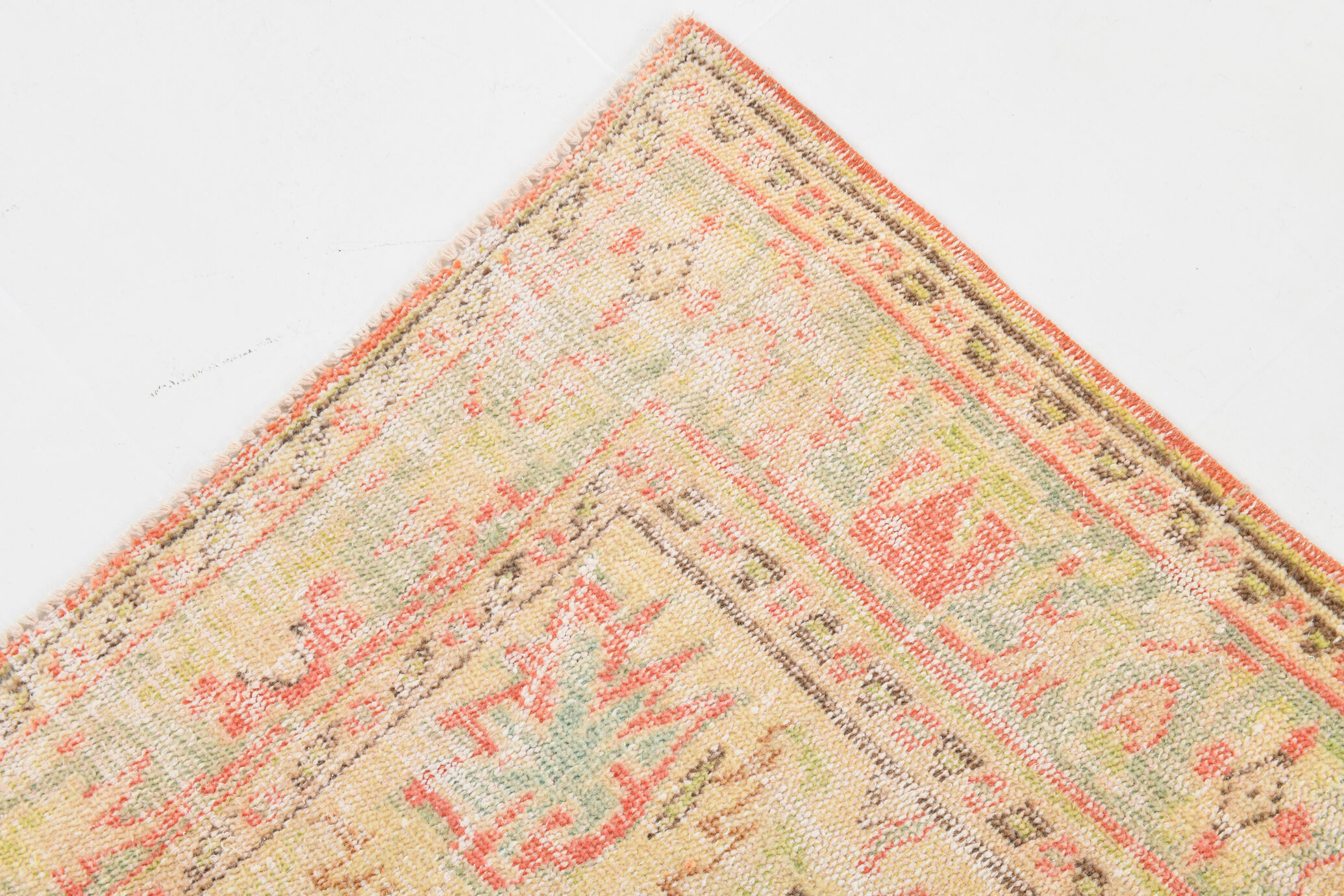 Peach red & beige handmade vintage rug, 175x251cm