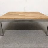 Coffee table or side table in solid oak, France around 1970.