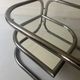 rotating coffee table drop in tubular chrome metal, glass and mirror, design 1970