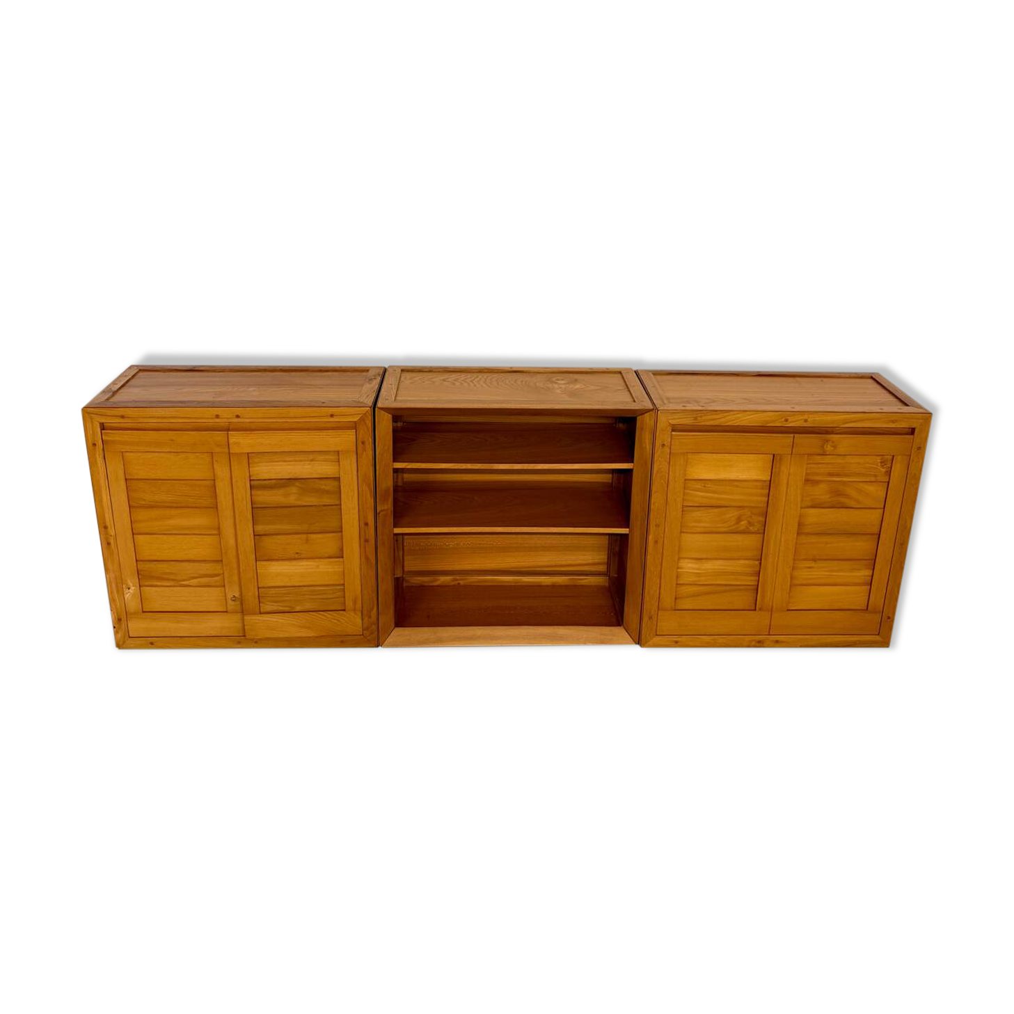 Modular sideboard Ateliers Chauvin solid wood design 70s