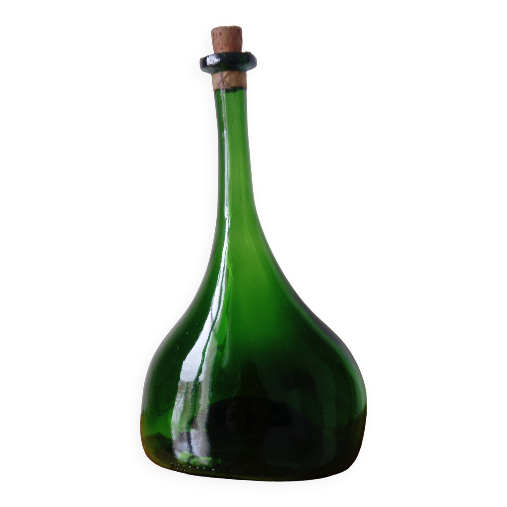 Old blown glass bottle, free form. Armagnac