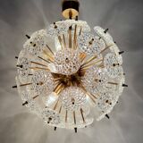 Val Saint Lambert crystal sputnik gold chandelier , 1960’s