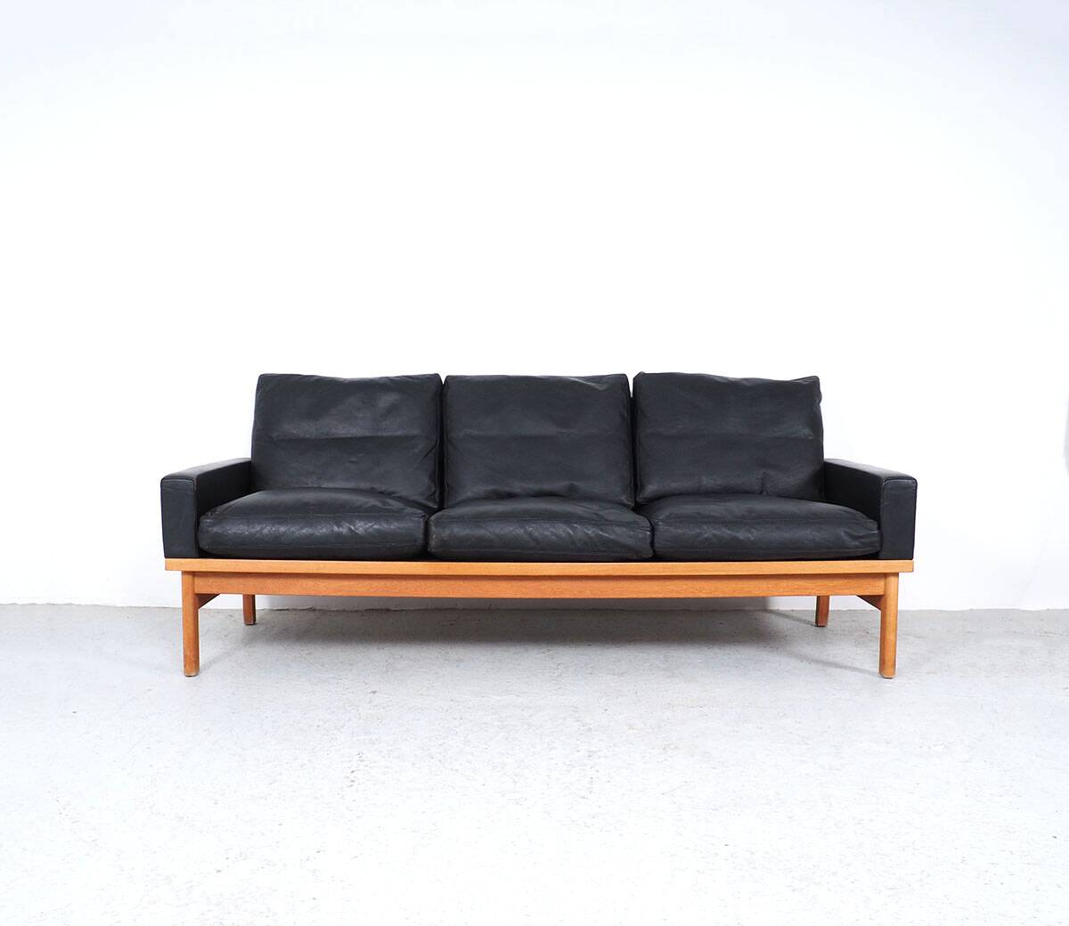 Vintage Black Leather Sofa by Poul M. Volther for Erik Jørgensen, 1960s