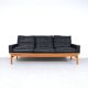Vintage Black Leather Sofa by Poul M. Volther for Erik Jørgensen, 1960s