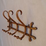 Thonet 3-patéres wall coat holder with bars, signed, circa 1900